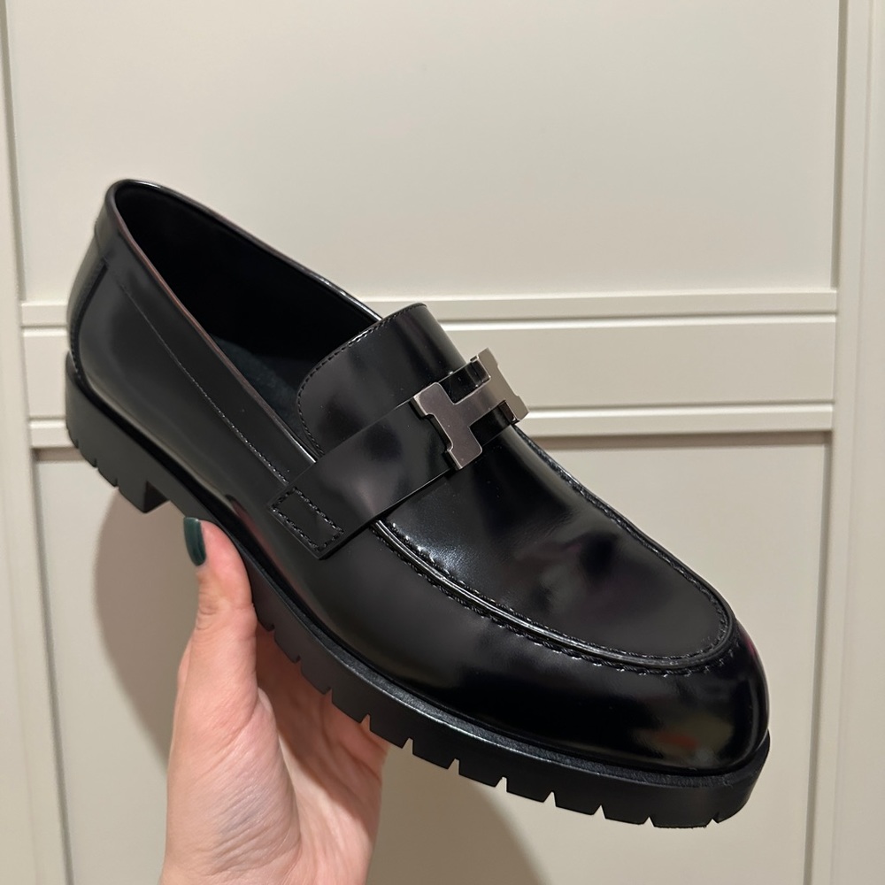 Hermes Black Loafers with Silver Accent - Picture 5 of 10